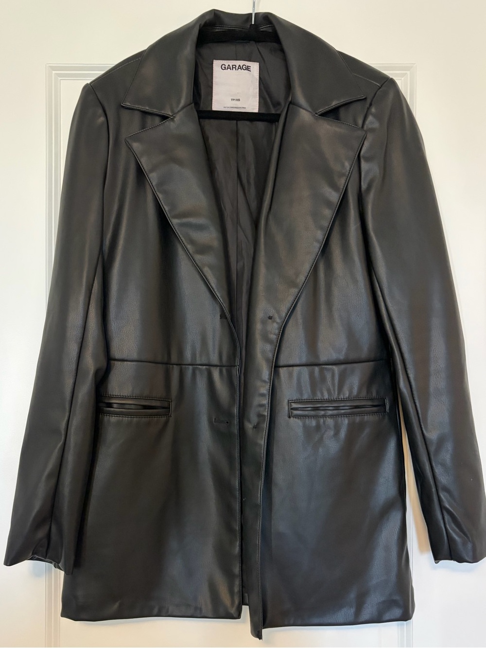 Garage Black Faux Leather Blazer Jacket